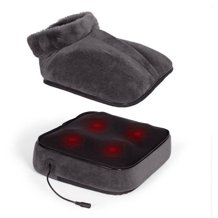 Masseur shiatsu 2 en 1 - LIVOO - DOS204 - Pieds et dos - 24 tetes - 3 vitesses - Avec ou sans chaleur - Gris