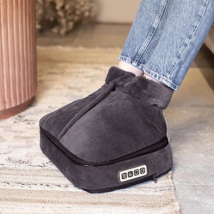 Masseur shiatsu 2 en 1 - LIVOO - DOS204 - Pieds et dos - 24 tetes - 3 vitesses - Avec ou sans chaleur - Gris