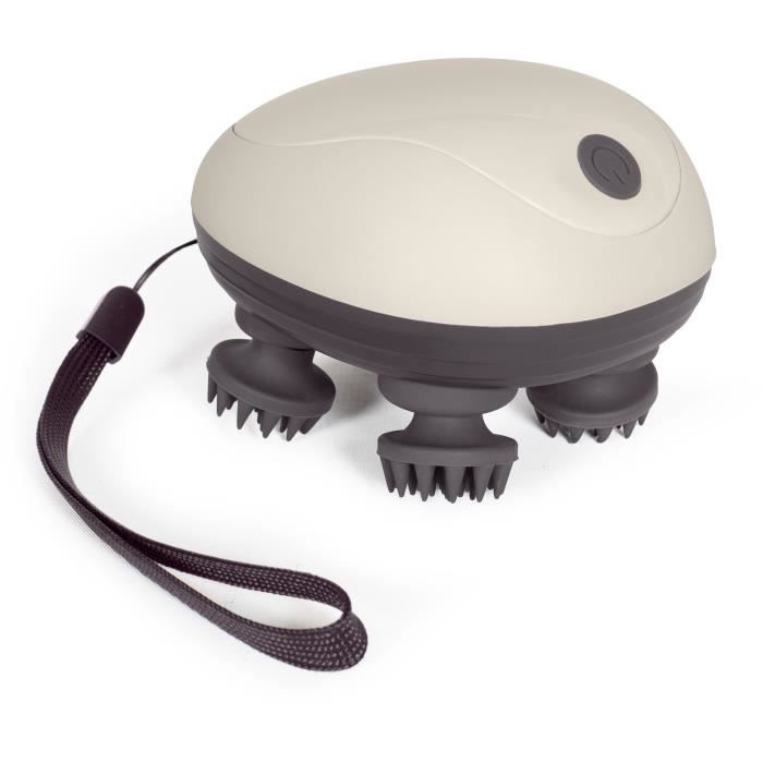 Masseur tete et cuir chevelu - LIVOO - DOS202 - 2 h - 96 picots - 4 tetes - 3 modes - IPX4 - Creme / Gris foncé
