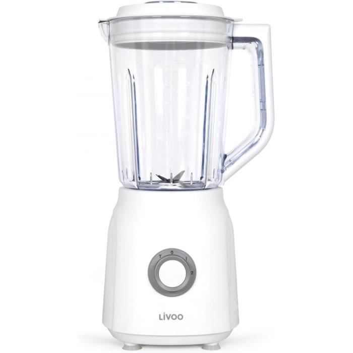 Blender - LIVOO - 1,5 L - 600 W - 22 000 tours/min - 2 vitesses - Turbo blanc
