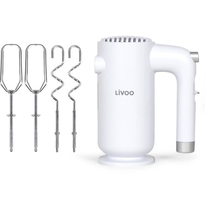 Batteur électrique - LIVOO - 250 W - 5 vitesses - Fonction turbo - Blanc