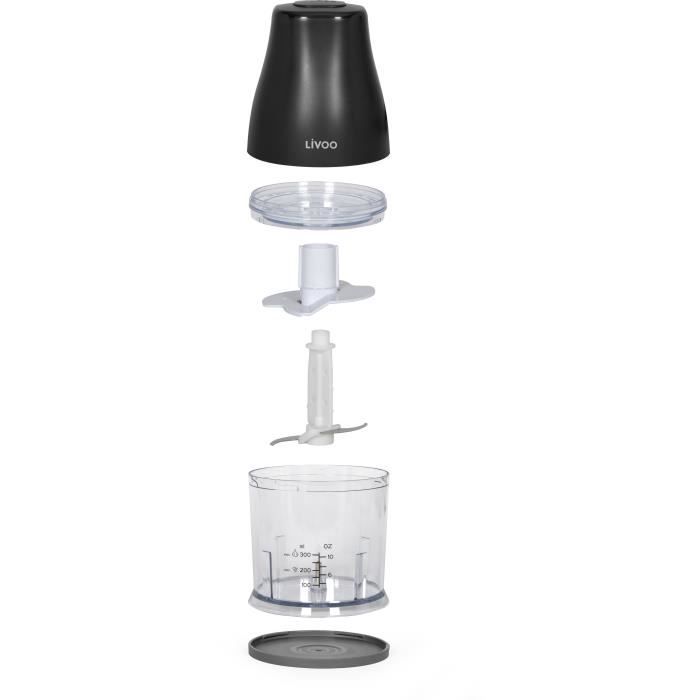 Hachoir - LIVOO - 300 ml - 400 W - 1 vitesse et fonction turbo - 2 lames en inox - Noir
