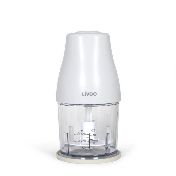 Chopper - LIVOO - 300 ml - 400 W - 1 speed and turbo function - 2 stainless steel blades - White