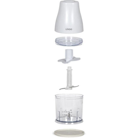 Hachoir - LIVOO - 300 ml - 400 W - 1 vitesse et fonction turbo - 2 lames en inox - Blanc