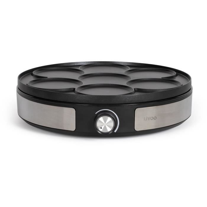 Crepiere réversible - LIVOO - DOP247 - 1500W - Plaque réversible : 1  x Ø33 ou 7 x Ø10 cm - Antiadhésif - Thermostat réglable