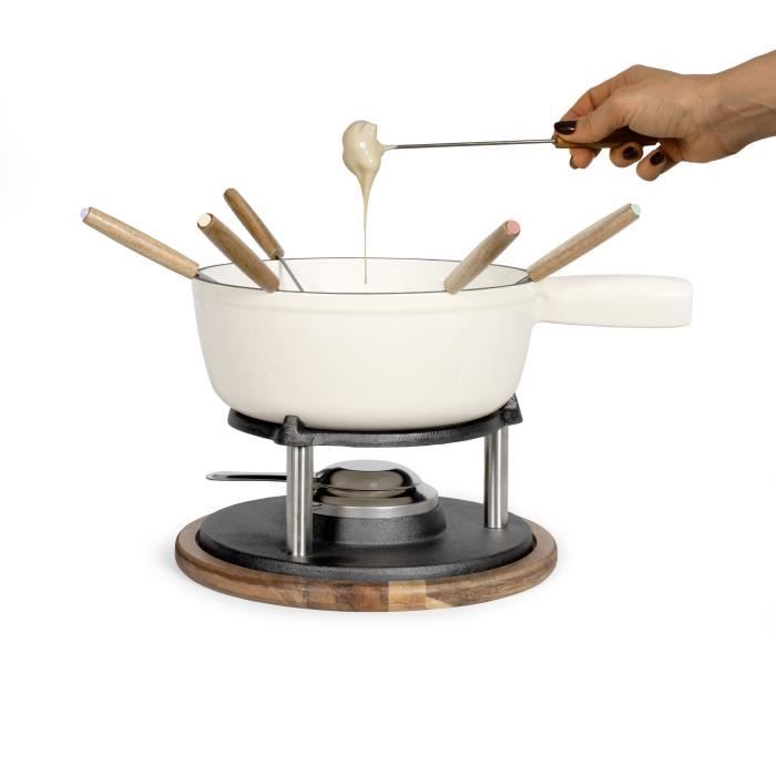 Service a fondue tradition - LIVOO - MEN426C - 2,6L - 6 personnes - Fonte émaillée - 6 fourchettes - Caquelon compatible tous feux