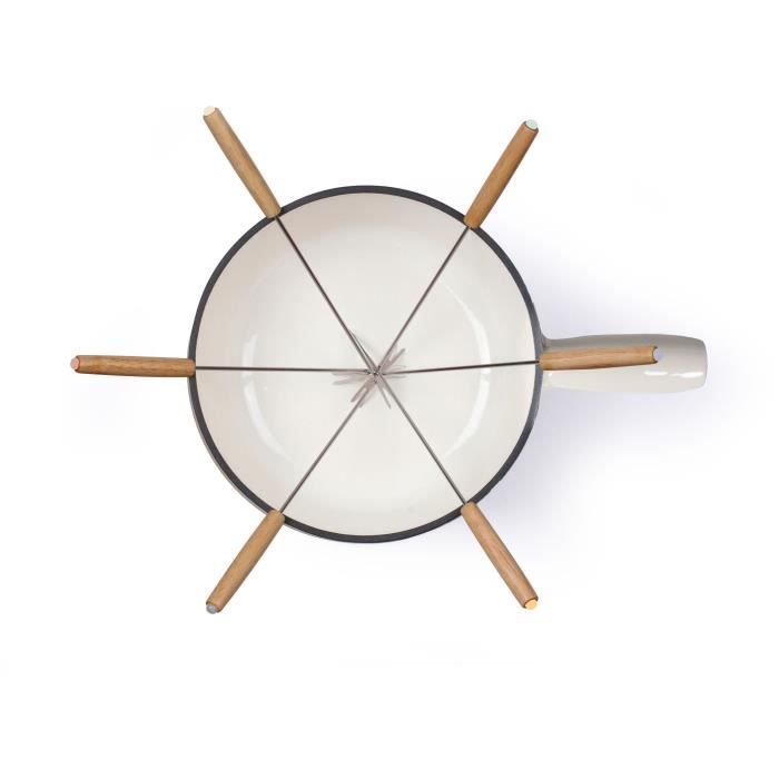 Service a fondue tradition - LIVOO - MEN426C - 2,6L - 6 personnes - Fonte émaillée - 6 fourchettes - Caquelon compatible tous feux