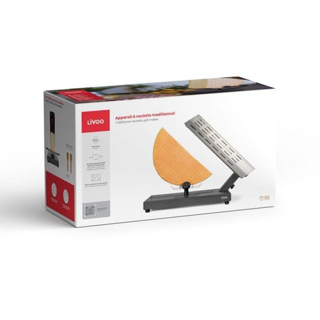 Appareil a raclette traditionnel - LIVOO - DOC314 - 600W - 6 a 8 personnes - Porte fromage amovible, coulissant, 360° - 2 spatules