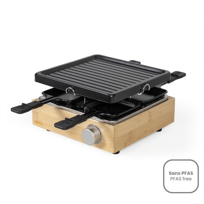 Appareil a raclette 4 personnes - LIVOO - DOC311 - 800W - 4 personnes - Plateau grill amovible antiadhésif - Thermostat ajustable