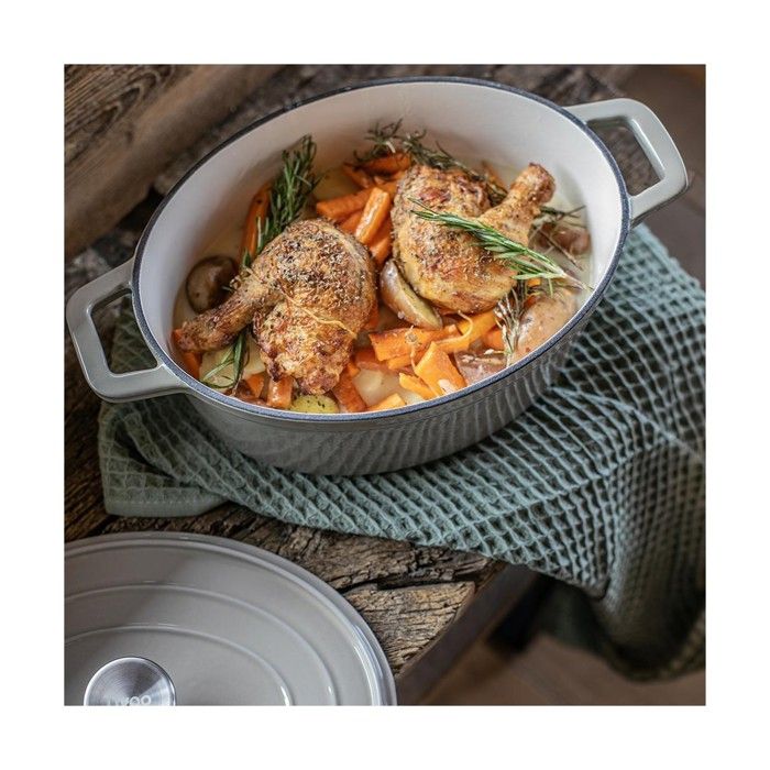 Cocotte ovale - LIVOO - MEP129G - 4,5 L - Fonte émaillée - Couvercle avec picots - Tous feux - 29 x 22 cm