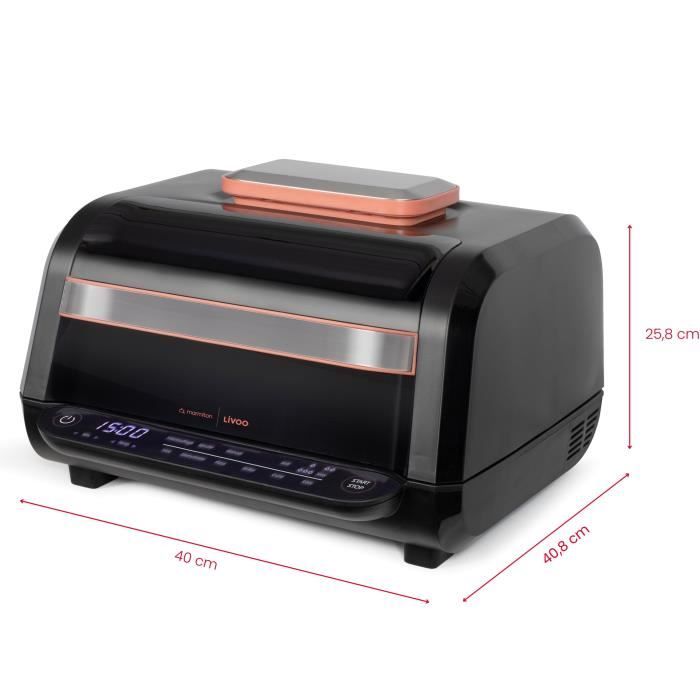 Friteuse sans huile et grill - LIVOO - Livoo x Marmiton - DOC305 - 6 L - 1500-1700 W - 2 en 1 - 8 programmes - 4 réglages de chauffe