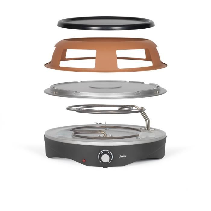Four a pizza 6 personnes - LIVOO - DOC304 - 1200W - 6 personnes - Ř10 cm - Antiadhésif - 6 mini pelles et 1 emporte-piece inclus