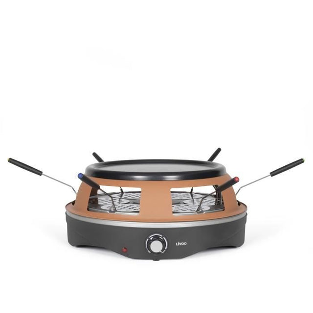 Four a pizza 6 personnes - LIVOO - DOC304 - 1200W - 6 personnes - Ř10 cm - Antiadhésif - 6 mini pelles et 1 emporte-piece inclus