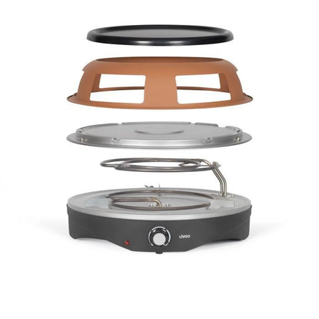 Four a pizza 6 personnes - LIVOO - DOC304 - 1200W - 6 personnes - Ř10 cm - Antiadhésif - 6 mini pelles et 1 emporte-piece inclus