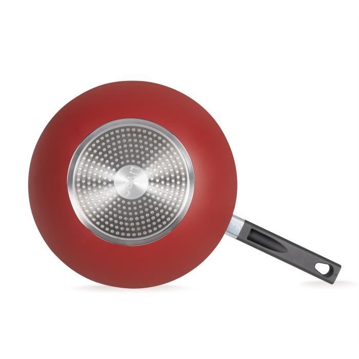 Wok - LIVOO - MEP156R - 32 cm - Antiadhésif sans PFOA ni PFOS - Manche silicone - Tous feux dont induction