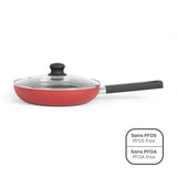 Sauteuse - LIVOO - MEP153N - 26 cm - Antiadhésif sans PFOA ni PFOS - Poignée silicone - Tous feux dont induction - rouge