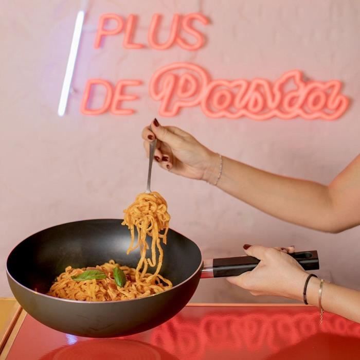 Wok - LIVOO - MEP156N - 32 cm - Antiadhésif sans PFOA ni PFOS - Manche silicone - Tous feux dont induction