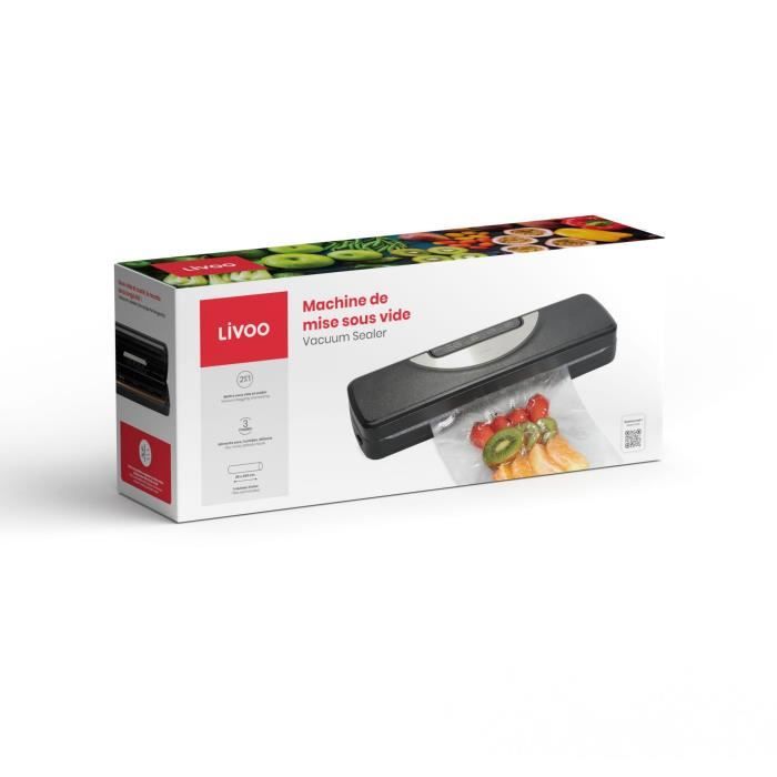 Machine de mise sous vide - LIVOO - DOM504 - 110W - 2 fonctions - 3 modes selon l'aliment - Rouleau de film inclus - Cutter intégré