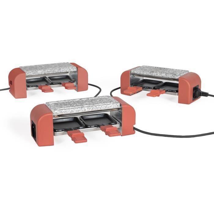 Raclette 2 personnes connectable - LIVOO - DOC310R - 450W - 2 personnes - Thermostat automatique - 2 spatules en bois et 2 caquelons