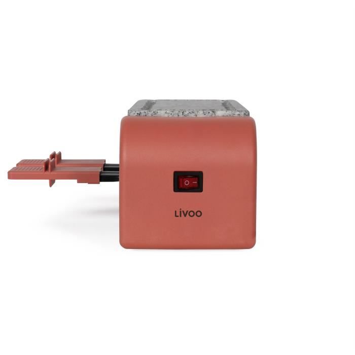 Raclette 2 personnes connectable - LIVOO - DOC310R - 450W - 2 personnes - Thermostat automatique - 2 spatules en bois et 2 caquelons