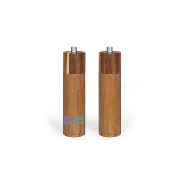 Set de 2 moulins sel et poivre manuels - LIVOO - MEN425 - 40 ml - Bois d'acacia - Meule céramique - Moulure réglable