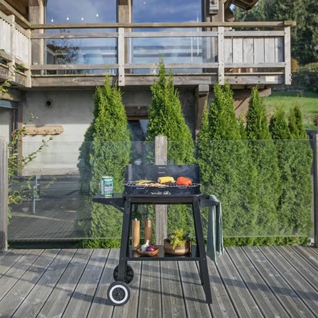 Barbecue a charbon - LIVOO - DOC328 - Inox - Surface de cuisson 48,5 x 28,8 cm - Hauteur réglable 70-84 cm