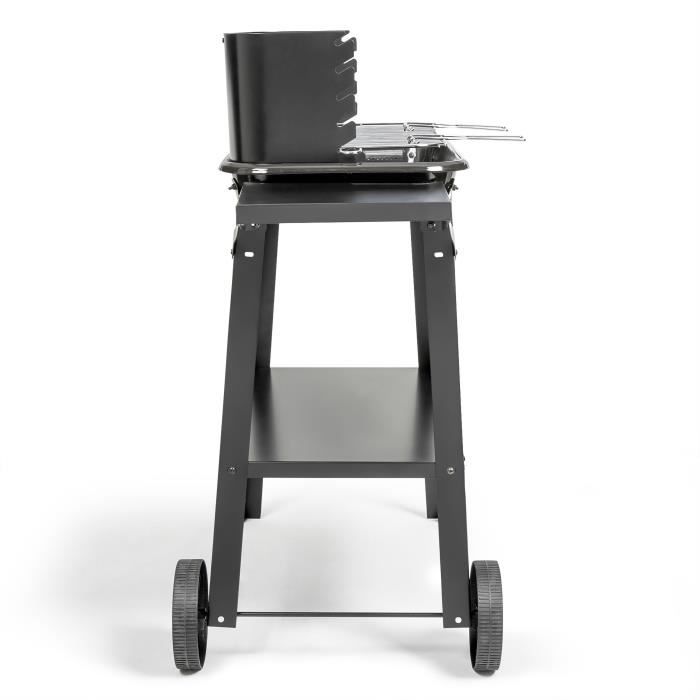 Barbecue a charbon - LIVOO - DOC328 - Inox - Surface de cuisson 48,5 x 28,8 cm - Hauteur réglable 70-84 cm