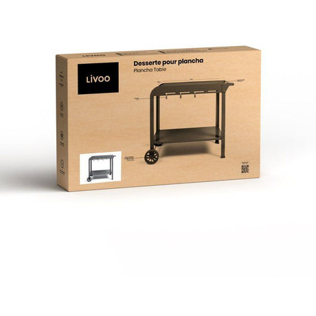 Desserte pour plancha - LIVOO - GS168G - 2 roues crantées ř 14,5 cm - Plateau supérieur 70 x 50 cm - Plateau inférieur 79 x 49 cm