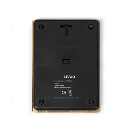 Balance de cuisine électronique - LIVOO - DOM492 - Plateau acacia - Max. 5 kg - 4 unités de mesure - Ecran LCD