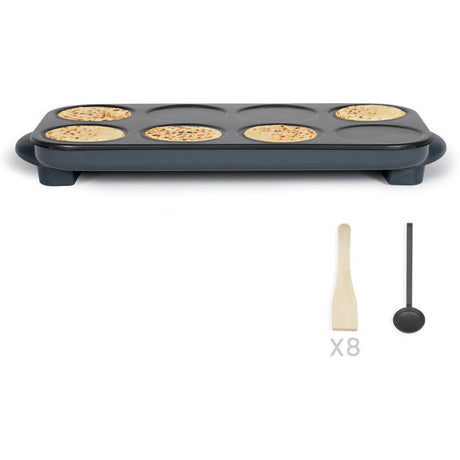 Maxi crepes party - LIVOO - DOC186G - 1500 W - 8 mini crepes Ř 12 cm - Revetement antiadhésif - Noir