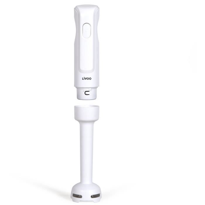 Mixeur plongeant - LIVOO - 300 W - 2 lames en acier inoxydable - 1 vitesse - 19 000 tours / min - Blanc