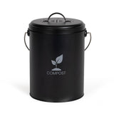 Seau a compost de cuisine - LIVOO - MES154N - 6 L - Ř18 cm - Hauteur 23 cm - Corps et couvercle en métal - Filtre charbon