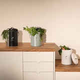 Seau a compost de cuisine - LIVOO - MES154N - 6 L - Ř18 cm - Hauteur 23 cm - Corps et couvercle en métal - Filtre charbon