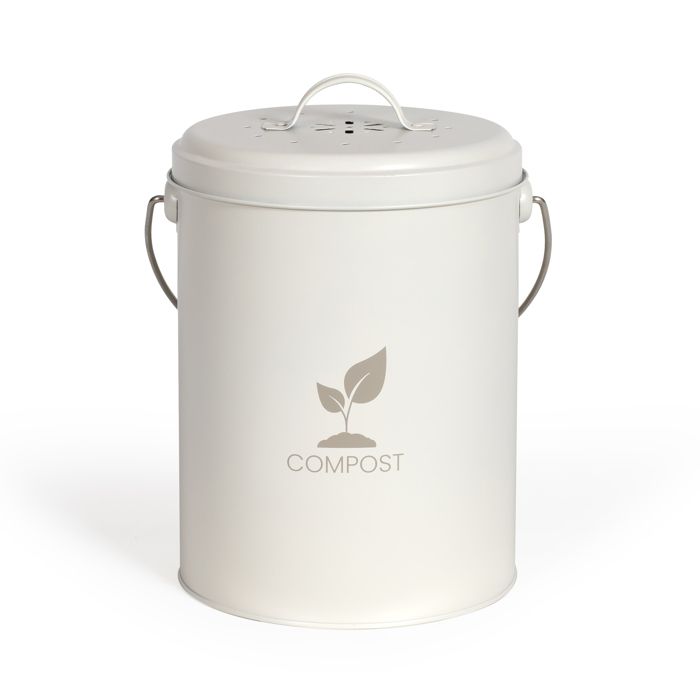 Seau a compost de cuisine - LIVOO - MES154C - 6 L - Ř18 cm - Hauteur 23 cm - Corps et couvercle en métal - Filtre charbon
