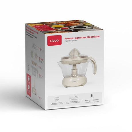 Presse-agrumes électrique - LIVOO - DOD131C - 25 W - 1 grand cône et 1 petit cône - 700 ml - Blanc cassé