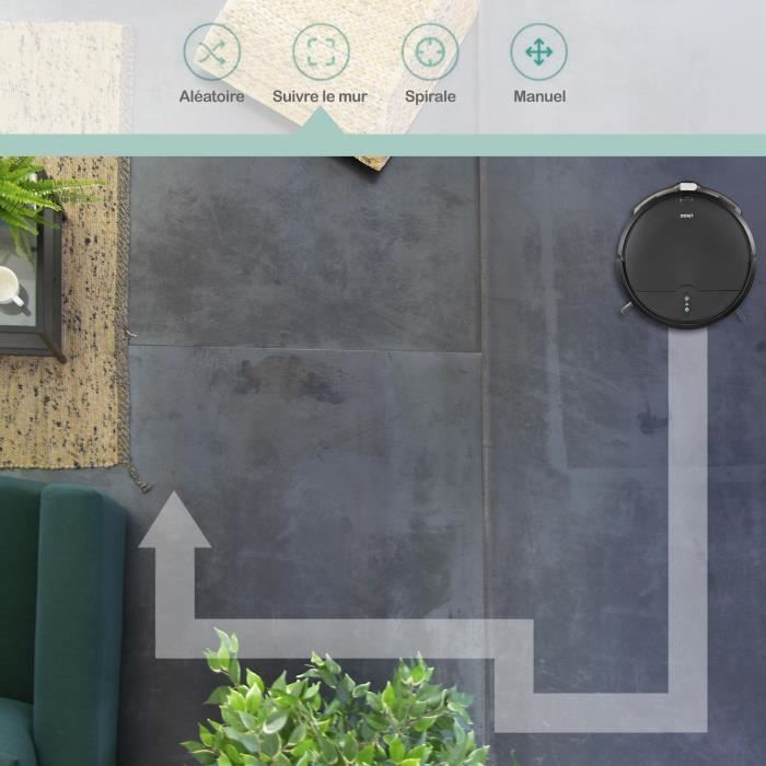 Aspirateur Robot laveur connecté - LIVOO - DOH145 WASH'UP - 1000 Pa - 70 min - 2 réservoirs - Noir