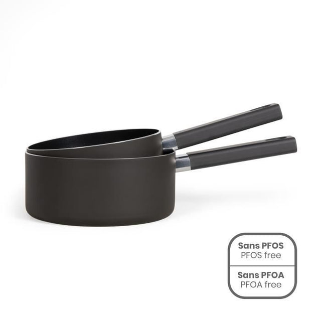 Set de 2 casseroles - LIVOO - MEP154N - Antiadhésif sans PFOA - Manche silicone - Tous feux