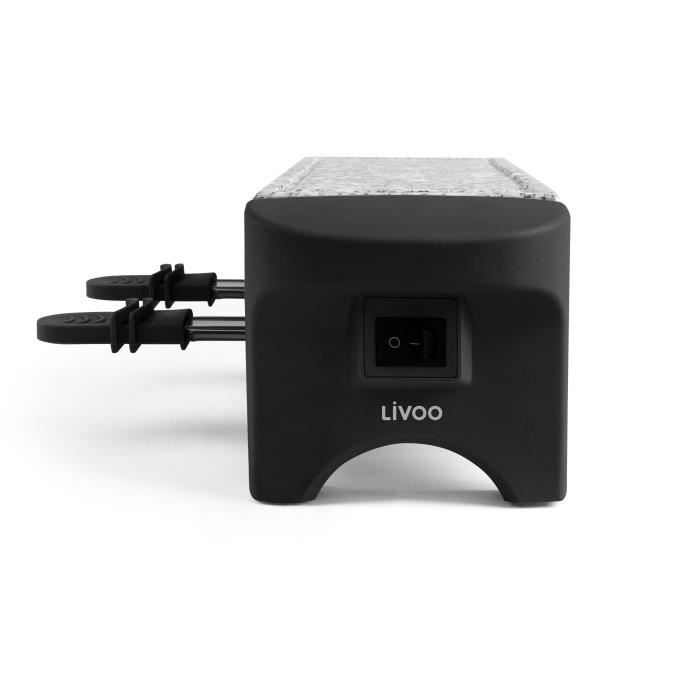 Appareil a raclette 2 personnes - LIVOO - DOC156N - 350W - 2 personnes - Plateau amovible en granite - Bouton on/off