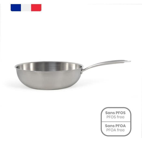 Wok en acier inoxydable - LIVOO - MEP162 - Ř 28 cm - Acier inoxydable - Tous feux dont induction et four - Made in France