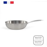 Wok en acier inoxydable - LIVOO - MEP162 - Ř 28 cm - Acier inoxydable - Tous feux dont induction et four - Made in France