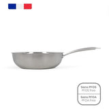 Wok en acier inoxydable - LIVOO - MEP162 - Ø 28 cm - Acier inoxydable - Tous feux dont induction et four - Made in France