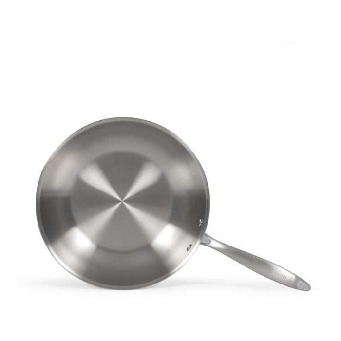 Wok en acier inoxydable - LIVOO - MEP162 - Ř 28 cm - Acier inoxydable - Tous feux dont induction et four - Made in France