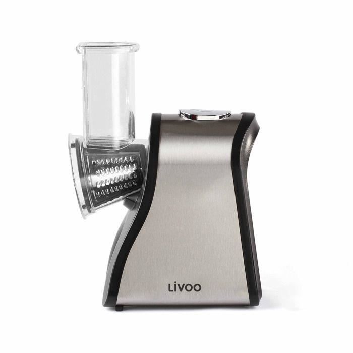 Râpe électrique multifonctions LIVOO DOP192 - Noir et gris - 4 cônes interchangeables