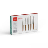 Set de 5 couteaux - LIVOO - MEC129 - Couteaux : chef, a pain, de cuisine, tranchelard et office - Acier inoxydable - Manche en hetre