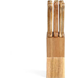 Set de 6 couteaux a steak avec support - LIVOO - MEC133 - 11 cm - Acier inoxydable - Epaisseur 1,2 mm - En bois d'acacia - 3 rivets
