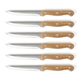 Set de 6 couteaux a steak avec support - LIVOO - MEC133 - 11 cm - Acier inoxydable - Epaisseur 1,2 mm - En bois d'acacia - 3 rivets