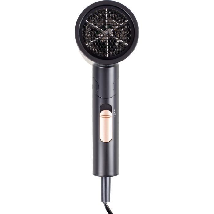 Seche-cheveux ionique - LIVOO - DOS173 - 1600 W - 3 températures - Pliable - Concentrateur d'air - Noir / Rose