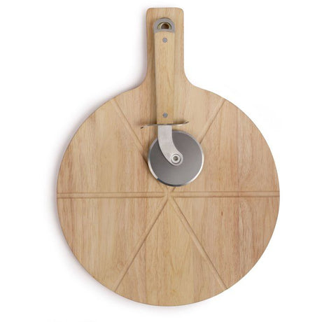 Set a pizza - LIVOO - MES138 - 40 x 30 x 1,5 cm - 1 roulette a pizza - En bois d'hévéa