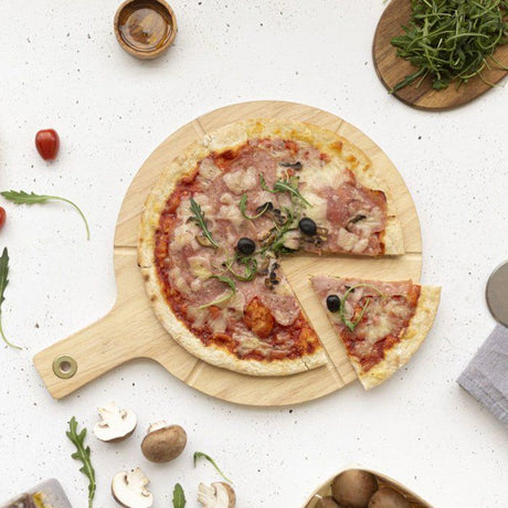 Set a pizza - LIVOO - MES138 - 40 x 30 x 1,5 cm - 1 roulette a pizza - En bois d'hévéa