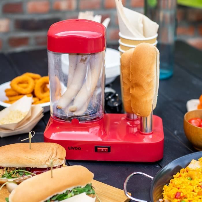 Machine a hot-dog - LIVOO - DOC238RC - 340W - Jusqu'a 6 saucisses - Cuisson vapeur - Cuisson 15 minutes - Comptatible lave-vaisselle